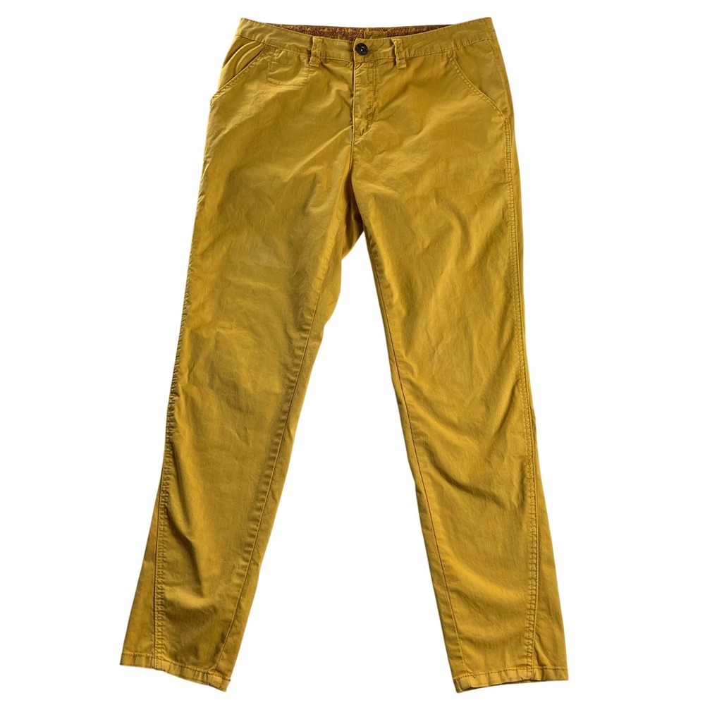 April Cornell Chino Pants Yellow Cotton‎ Stretch Slim Ankle Womens 32